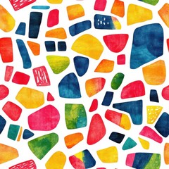 Leinwandbilder - Whimsical watercolor doodle patterns featuring colorful shapes and vibrant hues in playful arrangement