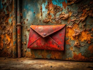 Wall Mural - Grunge, rusty, abandoned urban spaces meet lucky red envelopes; a Chinese New Year photo adventure.