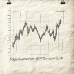 Fototapete - Price chart pinned to bulletin board showing fluctuating trends over time in a market analysis context
