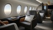 © lililia - Spacious private jet featuring black leather seating, soft pillows, and a stunning landscape visible through large windows