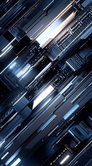 Aufkleber - Futuristic metallic geometric layout showcasing advanced design elements in a sleek and polished environment