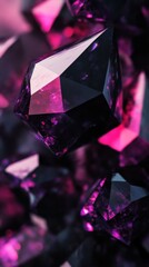 Poster - Dramatic arrangement of matte black diamonds with hints of purple hues illuminated by soft light
