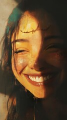 Canvas Print - Radiant Smile: A Captivating Portrait of Joy