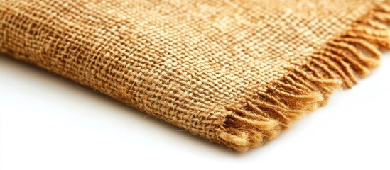 Sticker - Burlap fabric corner, white background, rustic texture, design element