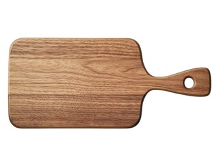 Sustainable and Wooden product. Wooden cutting board with a handle, showcasing a natural finish and texture.