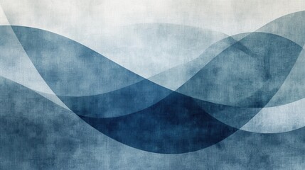 Aufkleber - Soft pencil strokes create a calming gradient of overlapping waves in deep blue shades on textured background