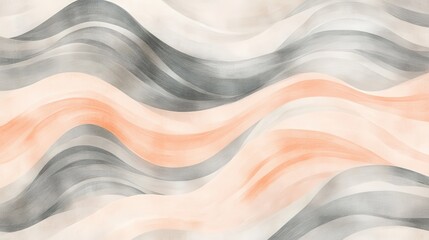 Leinwandbilder - Soft pencil strokes create a soothing background with repeating waves in light tones of gray, peach, and white throughout the canvas