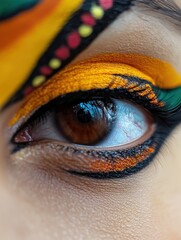Poster - Intricately designed eye with vibrant colors and striking details in natural light