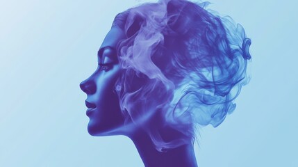 Poster - Abstract silhouette of a pencil-drawn face with flowing lines and gentle curves creating a serene atmosphere