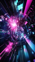 Aufkleber - Vibrant abstract design featuring magenta hues in a dynamic circular pattern immersed in deep colors
