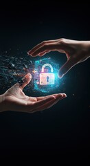 Cyber security Data lock Protection Information privacy defence internet business technology concept