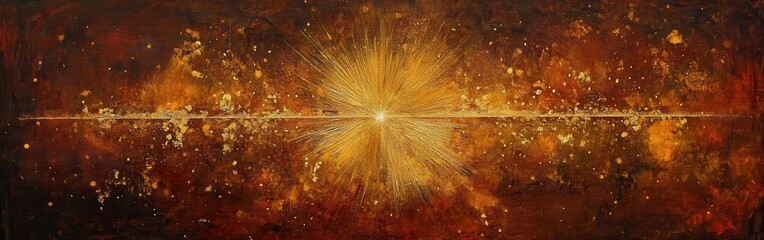 Poster - Rich gold and amber sparkle effect radiates with vibrant energy against a dark background showcasing a cosmic display