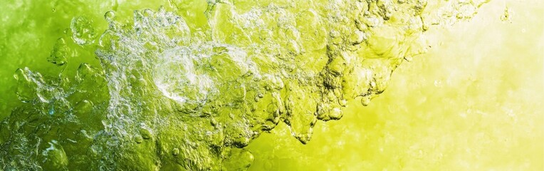 Poster - Vibrant bubbles and swirling water create an energetic backdrop in lime green shades during a summer day