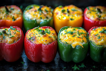 Wall Mural - Peppers Stuffed By Cheese