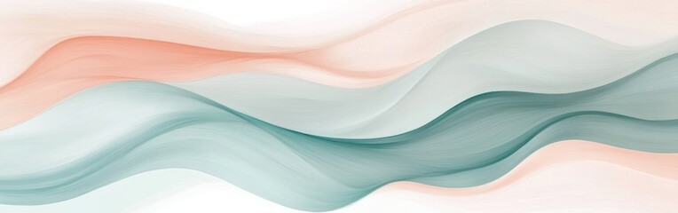 Fototapete - Faint waves of soft colors flowing gently on a minimalist white background
