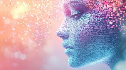stylized ar learning tools for language practice, featuring holographic word clouds, pastel tones en