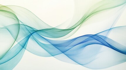 Aufkleber - Delicate flowing ribbons of pencil strokes create a serene blend of blue and green hues on a light background