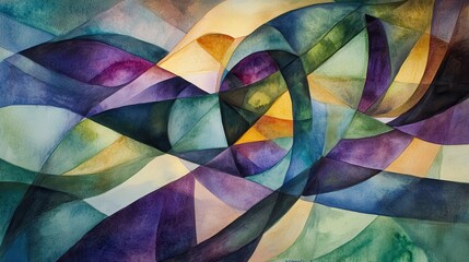 Leinwandbilder - Colorful abstract watercolor artwork featuring deep jewel-toned hues of emerald and other vivid colors in a flowing design