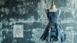 © NeuralNiche - Sustainable Denim Dress on Mannequin Showcasing Eco-Friendly Fashion Concepts and Upcycling Ideals