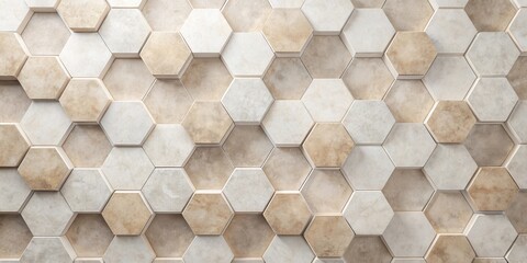 Wall Mural - Abstract Hexagonal Tile Pattern in Neutral Tones for Modern Design