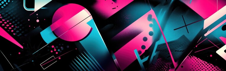 Aufkleber - Vivid abstract design featuring vibrant magenta and dynamic shapes for contemporary art enthusiasts