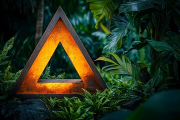 Aufkleber - A modern wooden yield sign with a minimalist geometric design, using contrasting light and dark wood tones for a sleek aesthetic