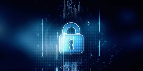 2d illustration Safety concept: Closed Padlock on digital background