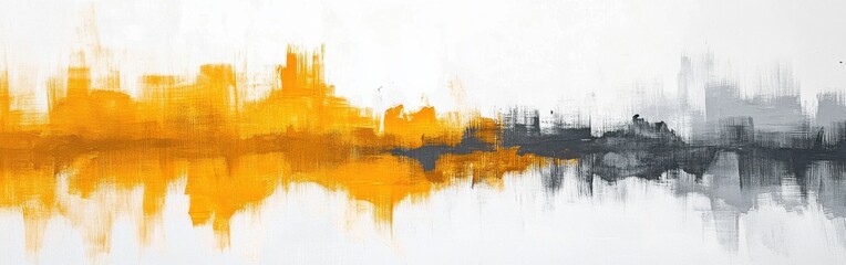 Poster - Minimalist wallpaper design featuring unfinished amber and gray strokes on a bright background