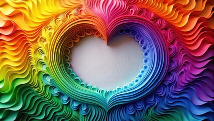 Wall Mural - Rainbow Hues Forming a Heart Shaped Abstract Design