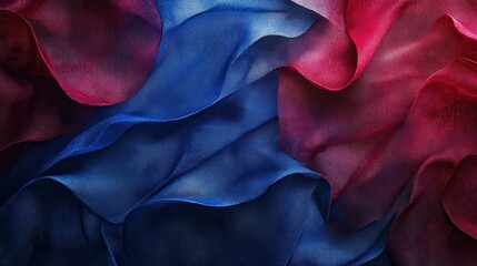 Aufkleber - Elegant royal gradient fabric flowing in intricate waves of red and blue colors
