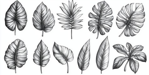 Tropical leaves set