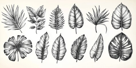 Leaves isolated on white collection