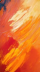 Poster - Rich orange and terracotta textured canvas with dynamic brush strokes in a warm color palette