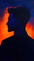 Aufkleber - Mystical profile of a man with vibrant colors and a dramatic background