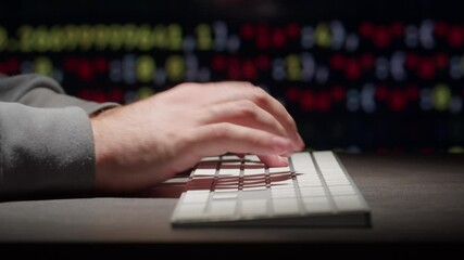 Man work with chat AI online, connecting with AI and using a chatbot. IT engineer software developer programmer interact with chat bot, making writing code. Typing on laptop keyboard close-up. 