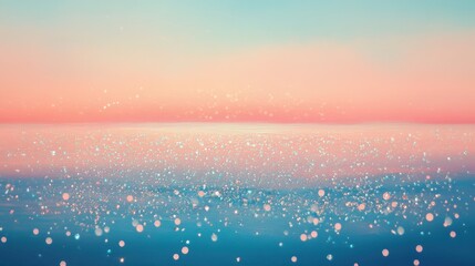 Poster - Serene gradient flowing from aqua blue to soft pink over a tranquil body of water at sunset