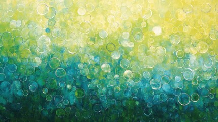 Poster - Bright refreshing gradient showcasing lime green hues transitioning to turquoise with abstract circle patterns