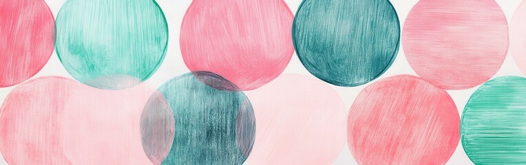 Aufkleber - Soft pastel circles in varying shades of pink and teal create a tranquil abstract design suitable for modern decor or artistic projects