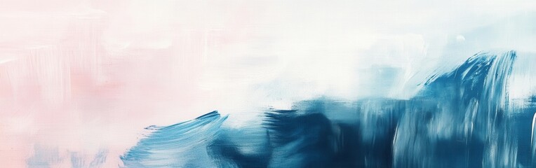 Aufkleber - Soft pastel brushstrokes create a serene blend of blue and pink in a calming abstract composition
