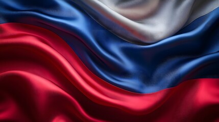 Leinwandbilder - Waving silk textured abstract flag in vibrant red white and blue colors creating a dynamic and elegant background for design advertising or art projects
