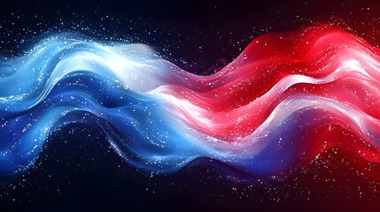 Leinwandbilder - Vibrant and Fluid Abstract Background with Flag Inspired Waves of Colorful Satin Like Textures and Lights  Dynamic Composition with Flowing Energetic Lines and Luminous Tones of Red White and Blue