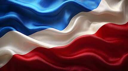 Leinwandbilder - Elegant and Flowing Abstract Background Featuring a Silk Texture and Gentle Waves of a Patriotic Red White and Blue Flag
