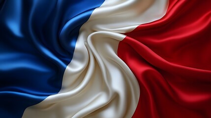Leinwandbilder - Elegant and abstract national flag design with a smooth flowing silk like textile texture in a rich vibrant color palette of red white and blue