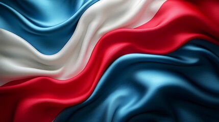 Leinwandbilder - Elegant Flowing Flag Design in Red White and Blue Silk Texture   Abstract Patriotic Background with Smooth Satin Fabric Pattern