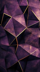 Aufkleber - Low-poly geometric pattern in deep shades with gold accents creating an elegant abstract design