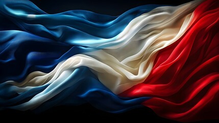 Aufkleber - Vivid and Elegant Abstract Background of a Silk Textured Flag Softly Waving with Red White and Blue Colors in a Dynamic Flowing Motion