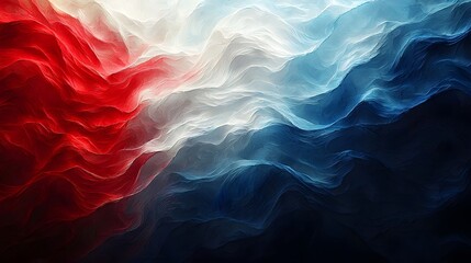 Leinwandbilder - abstract flag in vibrant red white and blue colors gracefully waving in a dynamic atmospheric and background  This premium image captures the elegant flowing
