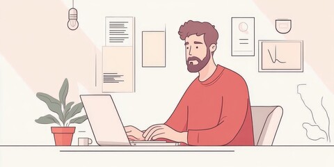 Programmer at work. Creating apps. Man coding on the laptop. Software developer. IT sphere., Generative AI