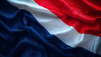 Leinwandbilder - Flowing Abstract Flag Background with Silk Texture in Patriotic Red White and Blue Colors for a Stylish Modern and Sophisticated Look