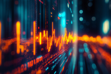 Wall Mural - abstract financial graph with uptrend arrows line